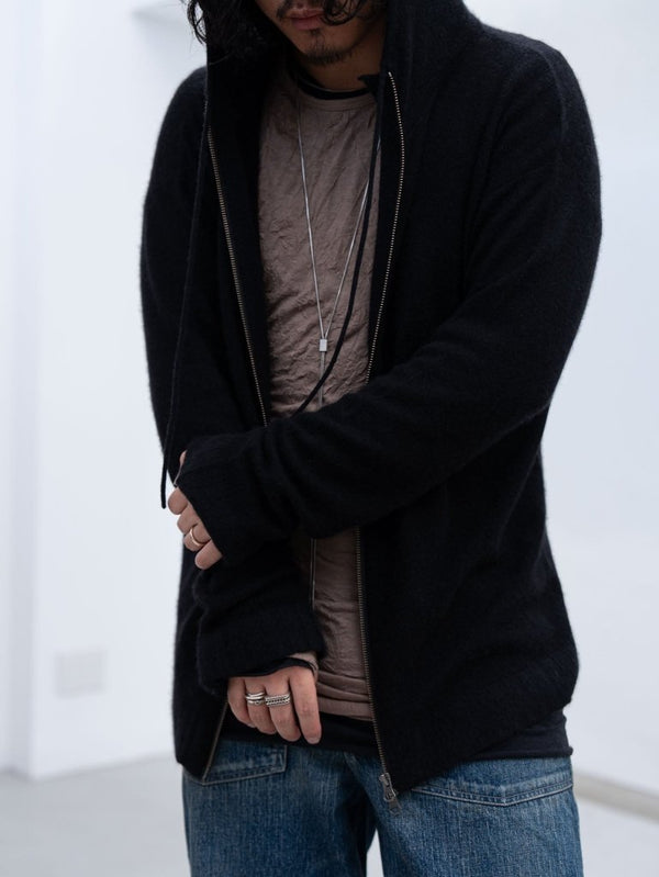 Cashmere Double Zip Hoodie【black】 - PRY