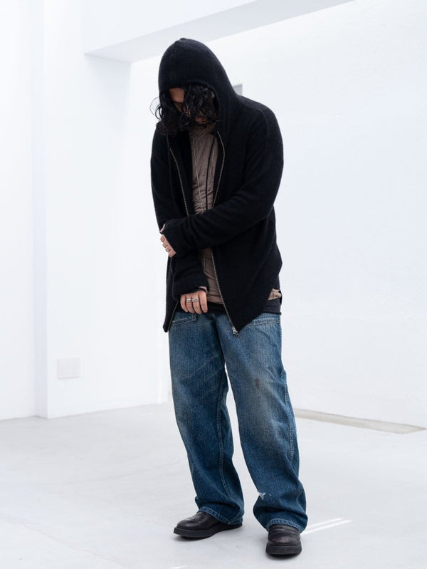 Cashmere Double Zip Hoodie【black】 - PRY