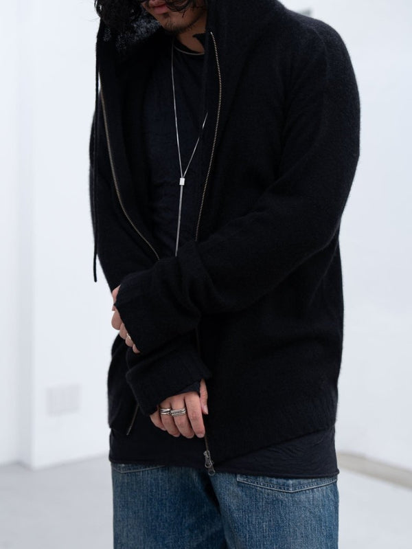 Cashmere Double Zip Hoodie【black】 - PRY