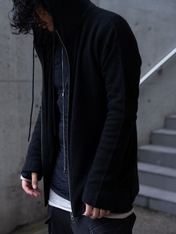 Cashmere Double Zip Hoodie【black】 - PRY