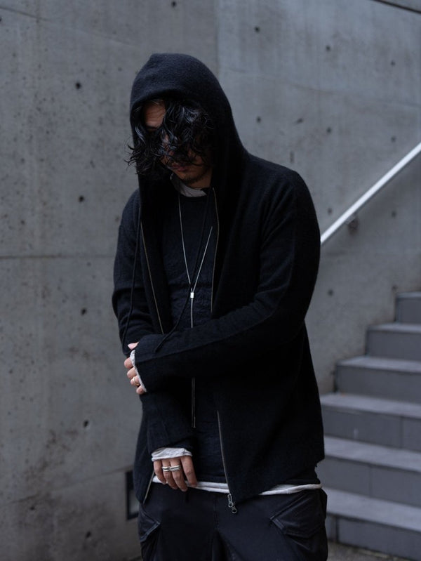 Cashmere Double Zip Hoodie【black】 - PRY