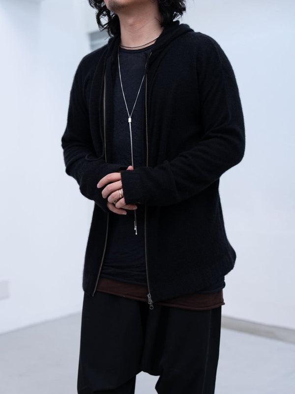 Cashmere Double Zip Hoodie【black】 - PRY