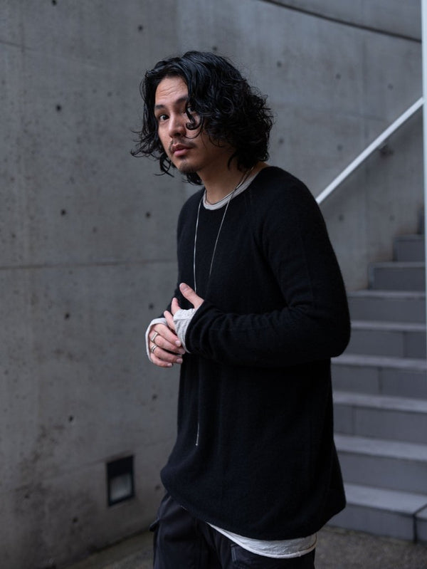 Cashmere Middle Boatneck Sweater【black】 - PRY