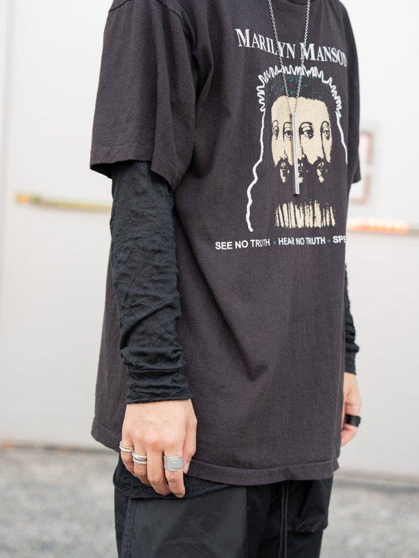 Craft Fabric Layered L/S T-shirt【black】 - PRY
