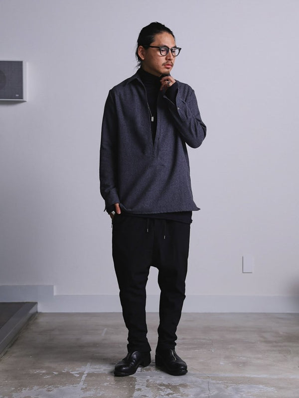 Craft Fabric Layered Turtle - neck L/S T-shirt [尾州コットン]【black】 - PRY