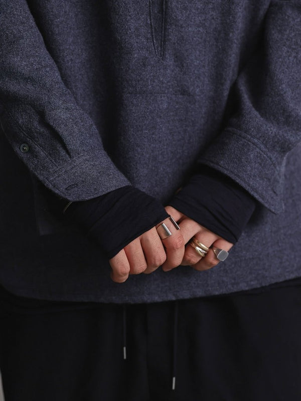 Craft Fabric Layered Turtle - neck L/S T-shirt [尾州コットン]【black】 - PRY