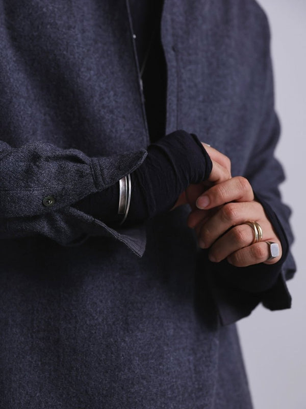 Craft Fabric Layered Turtle - neck L/S T-shirt [尾州コットン]【black】 - PRY