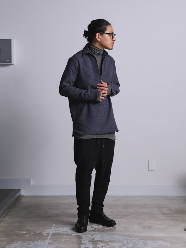 Craft Fabric Layered Turtle - neck L/S T-shirt [尾州コットン]【fog gray】 - PRY