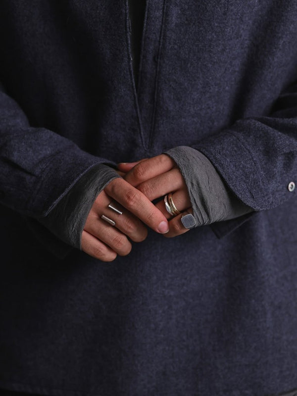 Craft Fabric Layered Turtle - neck L/S T-shirt [尾州コットン]【fog gray】 - PRY