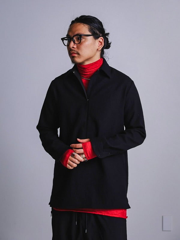 Craft Fabric Layered Turtle - neck L/S T-shirt [尾州コットン]【garnet】 - PRY