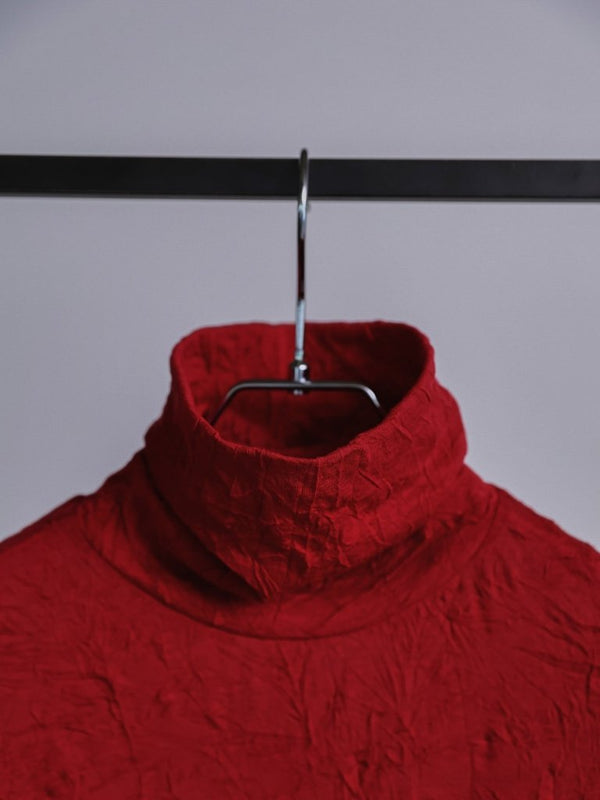 Craft Fabric Layered Turtle - neck L/S T-shirt [尾州コットン]【garnet】 - PRY