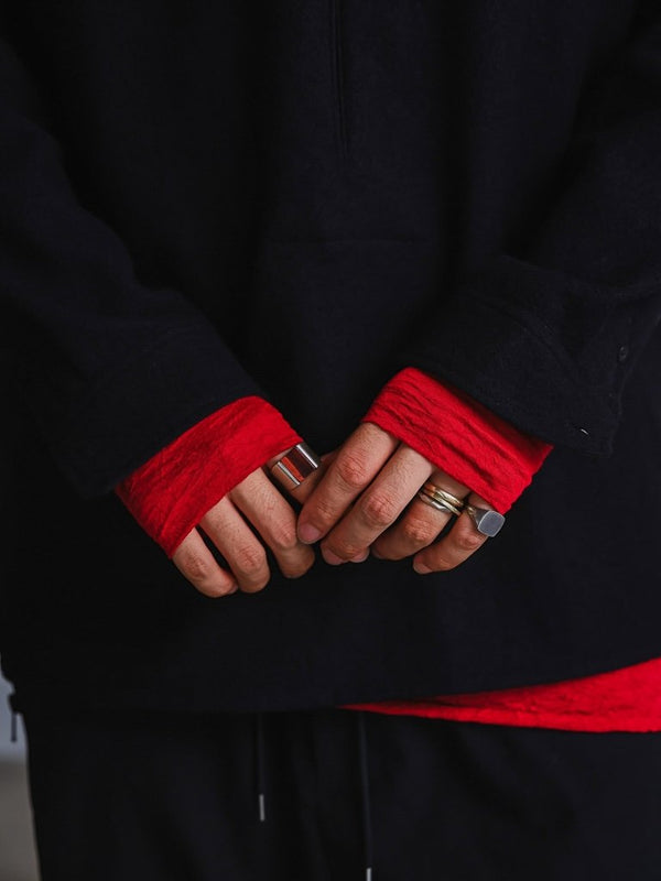 Craft Fabric Layered Turtle - neck L/S T-shirt [尾州コットン]【garnet】 - PRY