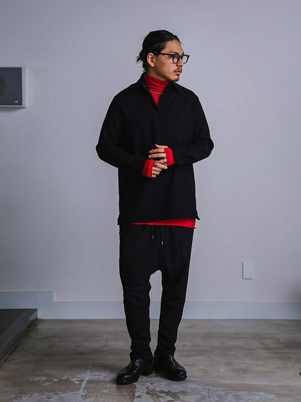 Craft Fabric Layered Turtle - neck L/S T-shirt [尾州コットン]【garnet】 - PRY