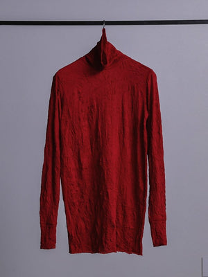 Craft Fabric Layered Turtle - neck L/S T-shirt [尾州コットン]【garnet】 - PRY