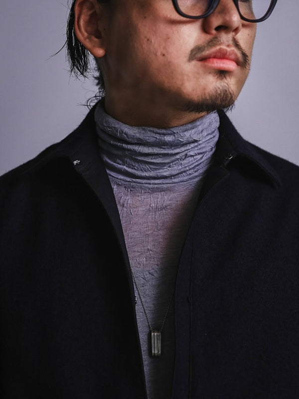 Craft Fabric Layered Turtle - neck L/S T-shirt [尾州コットン]【mist gray】 - PRY