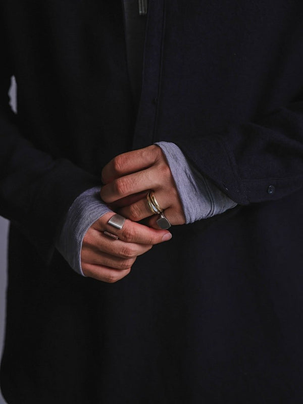 Craft Fabric Layered Turtle - neck L/S T-shirt [尾州コットン]【mist gray】 - PRY