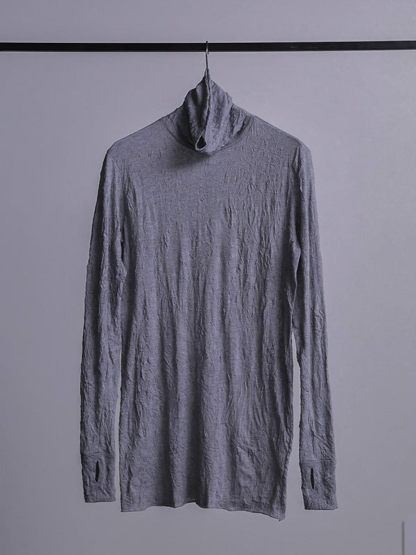Craft Fabric Layered Turtle - neck L/S T-shirt [尾州コットン]【mist gray】 - PRY
