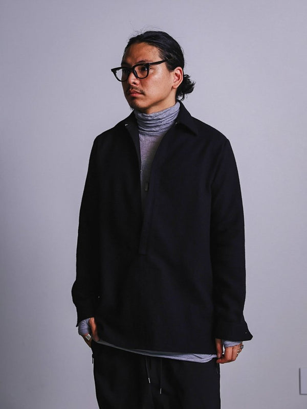 Craft Fabric Layered Turtle - neck L/S T-shirt [尾州コットン]【mist gray】 - PRY