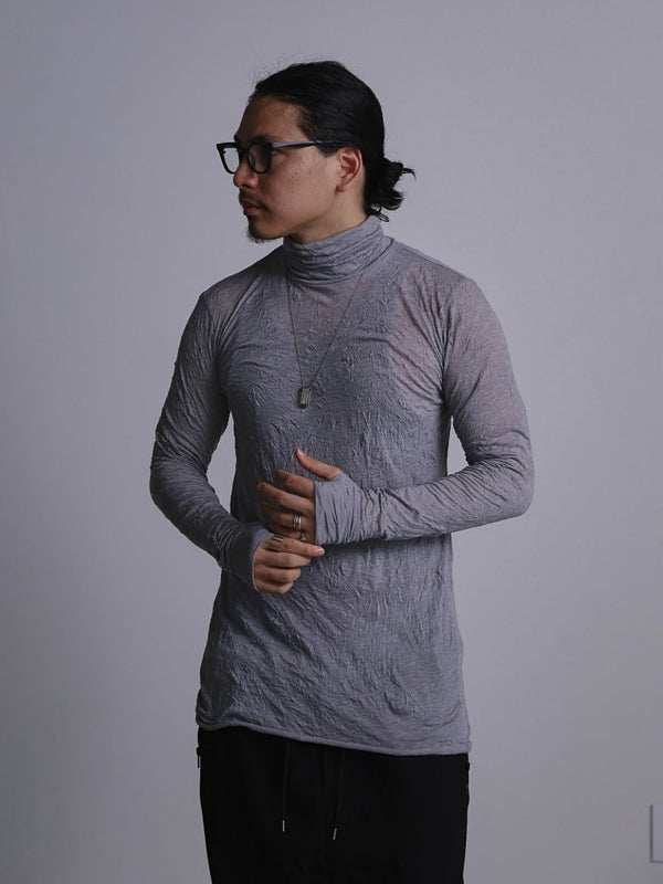 Craft Fabric Layered Turtle - neck L/S T-shirt [尾州コットン]【mist gray】 - PRY