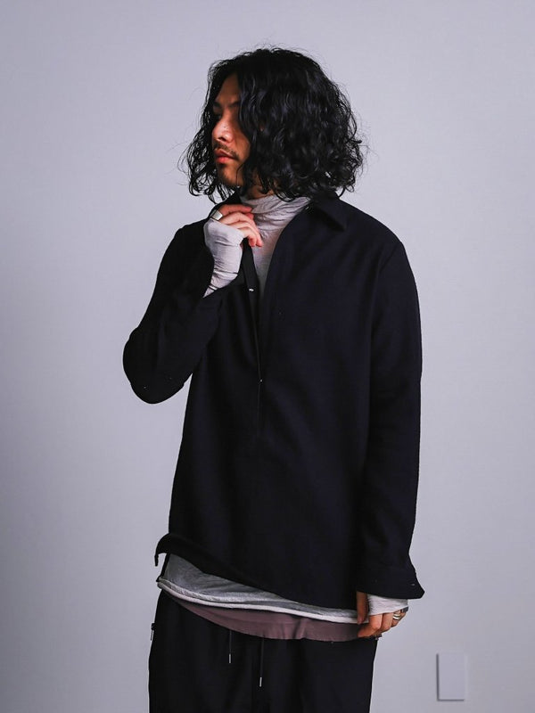 Craft Fabric Layered Turtle - neck L/S T-shirt [尾州コットン]【oyster】 - PRY