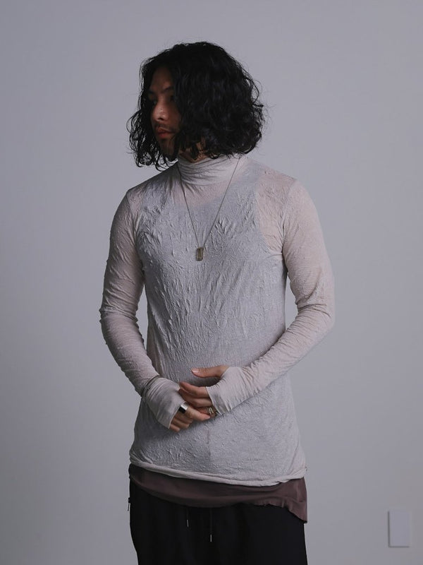 Craft Fabric Layered Turtle - neck L/S T-shirt [尾州コットン]【oyster】 - PRY