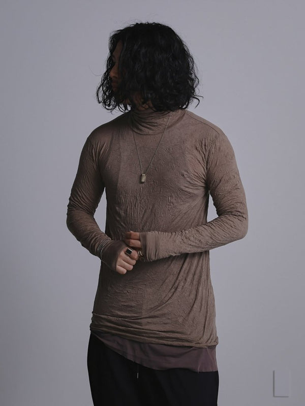 Craft Fabric Layered Turtle - neck L/S T-shirt [尾州コットン]【taupe】 - PRY