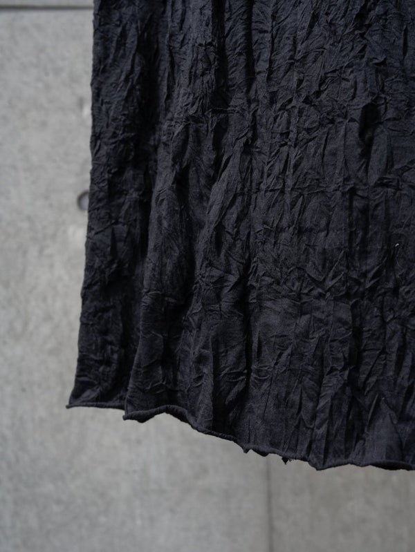 Craft Fabric Layered U - neck T-shirt【black】 - PRY