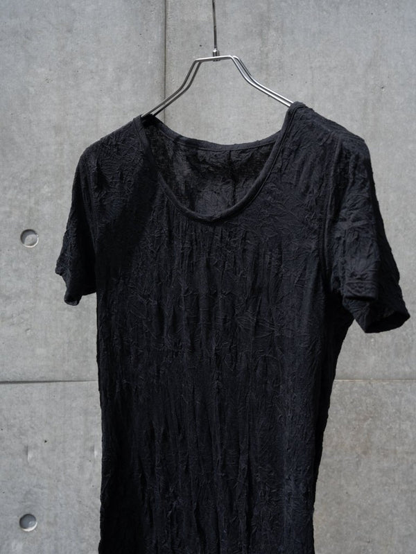 Craft Fabric Layered U - neck T-shirt【black】 - PRY