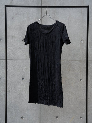 Craft Fabric Layered U - neck T-shirt【black】 - PRY