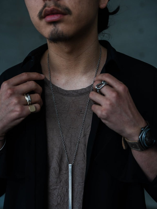 Craft Fabric Layered U - neck T-shirt【dark brown】 - PRY