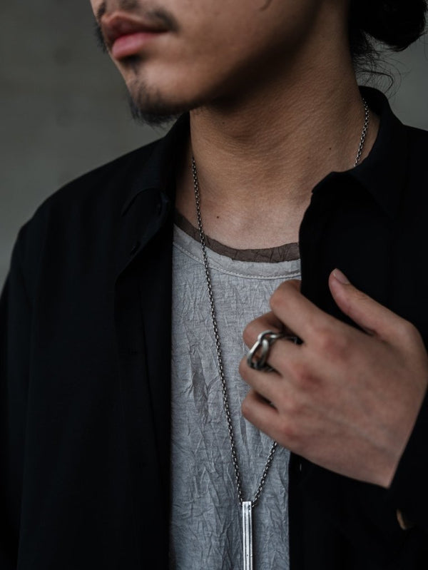 Craft Fabric Layered U - neck T-shirt【dark brown】 - PRY