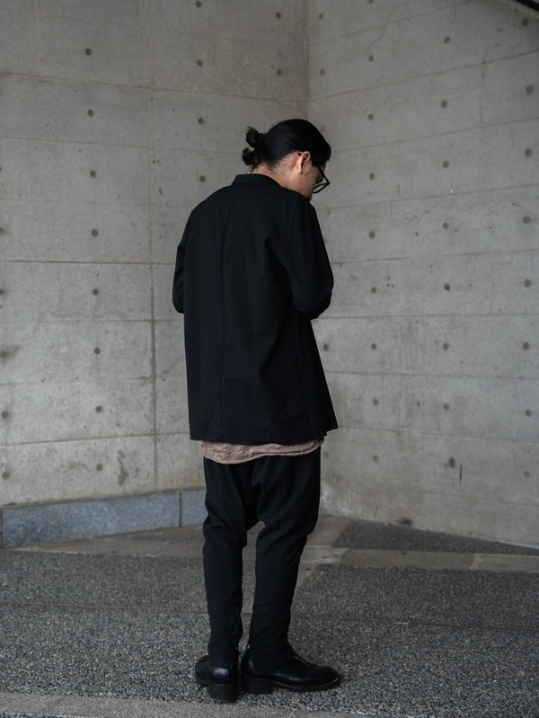 Craft Fabric Layered U - neck T-shirt【dark brown】 - PRY