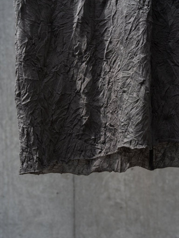 Craft Fabric Layered U - neck T-shirt【dark gray】 - PRY