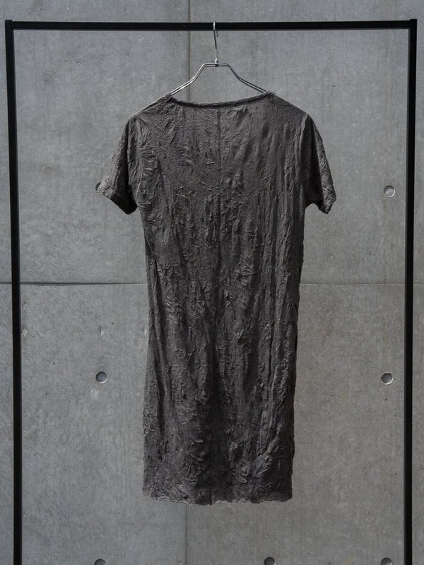Craft Fabric Layered U - neck T-shirt【dark gray】 - PRY