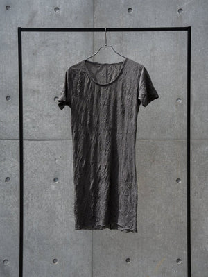 Craft Fabric Layered U - neck T-shirt【dark gray】 - PRY