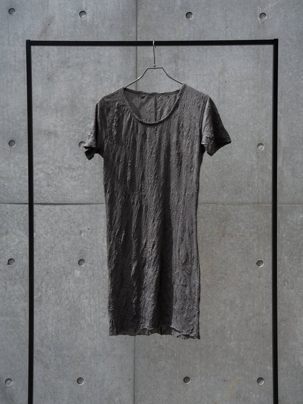 Craft Fabric Layered U - neck T-shirt【dark gray】 - PRY