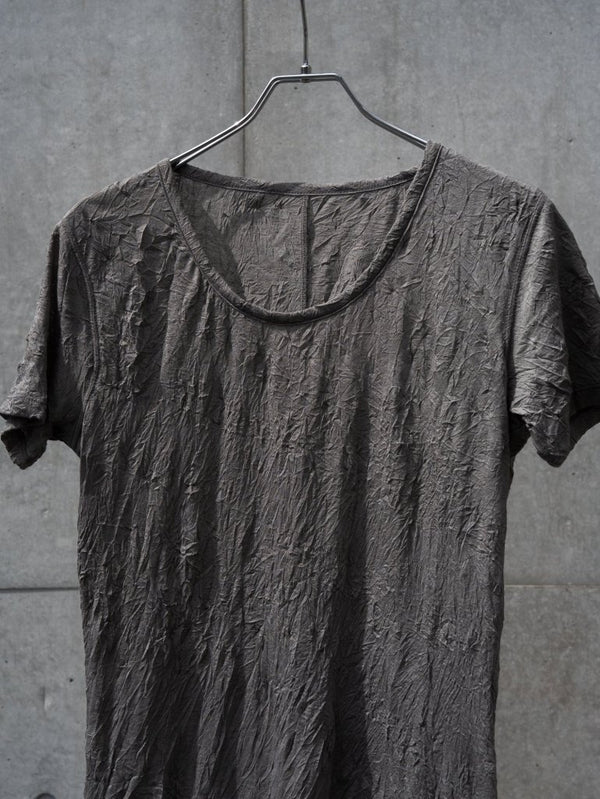 Craft Fabric Layered U - neck T-shirt【dark gray】 - PRY
