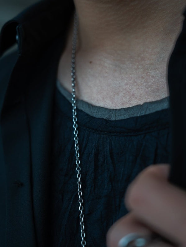 Craft Fabric Layered U - neck T-shirt【dark gray】 - PRY