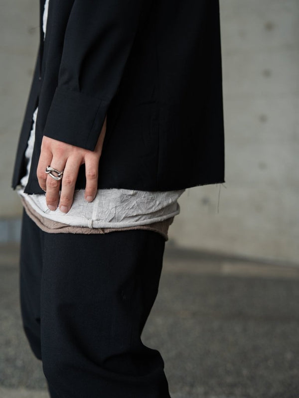 Craft Fabric Layered U - neck T-shirt【oyster】 - PRY