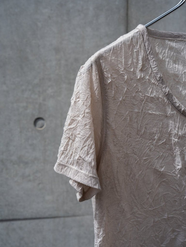 Craft Fabric Layered U - neck T-shirt【oyster】 - PRY