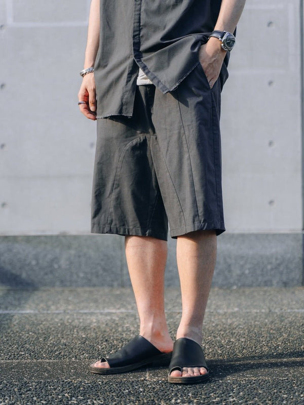 【アーカイブ販売】DarkGray Frayed Edge Linen Shirt [for setup] - PRY