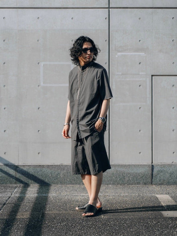 【アーカイブ販売】DarkGray Frayed Edge Linen Shirt [for setup] - PRY