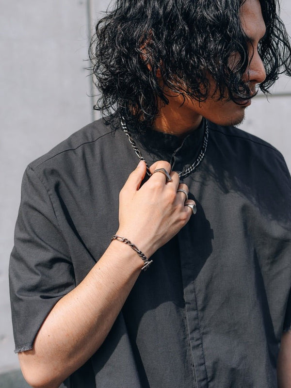 【アーカイブ販売】DarkGray Frayed Edge Linen Shirt [for setup] - PRY