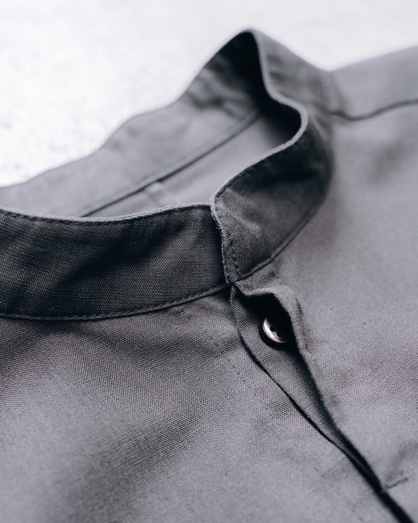 【アーカイブ販売】DarkGray Frayed Edge Linen Shirt [for setup] - PRY