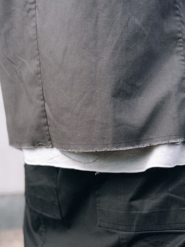 【アーカイブ販売】DarkGray Frayed Edge Linen Shirt [for setup] - PRY
