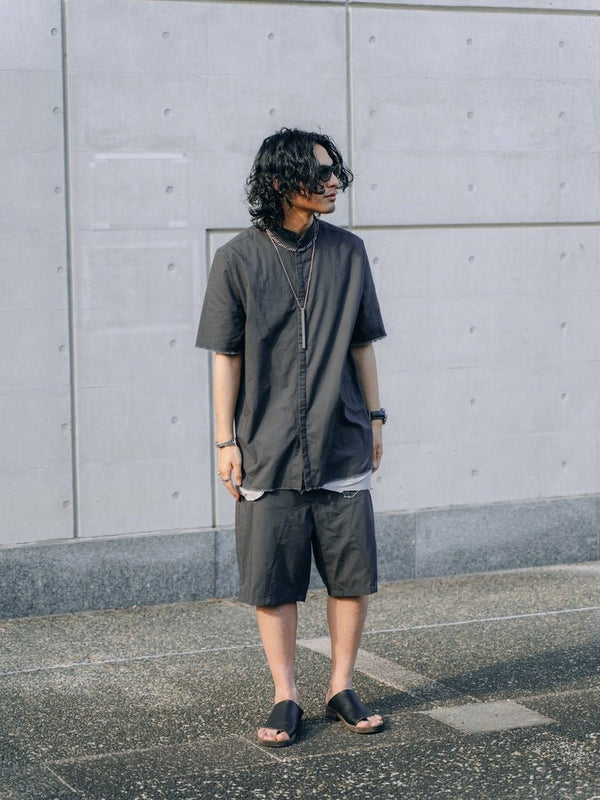 【アーカイブ販売】DarkGray Modern Cut Linen Shorts [for setup] - PRY