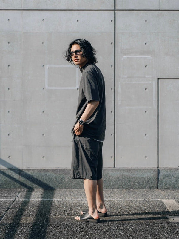 【アーカイブ販売】DarkGray Modern Cut Linen Shorts [for setup] - PRY