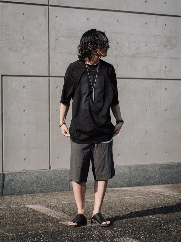 【アーカイブ販売】DarkGray Modern Cut Linen Shorts [for setup] - PRY