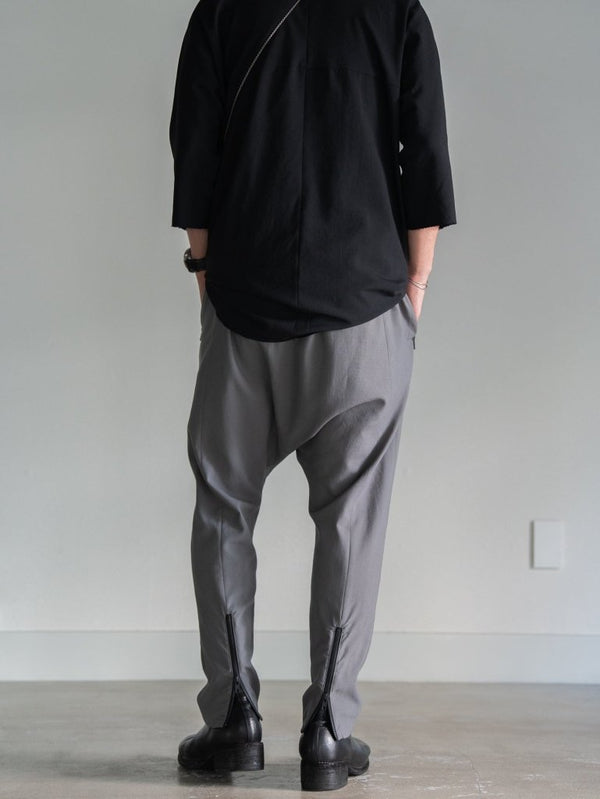 Drawstring Sarouel Zip Pants 【STONE GRAY】 - PRY