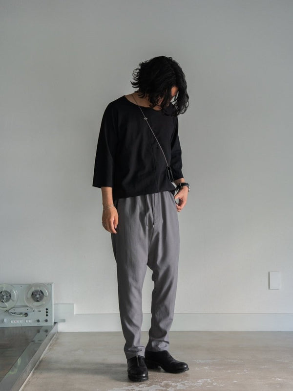 Drawstring Sarouel Zip Pants 【STONE GRAY】 - PRY